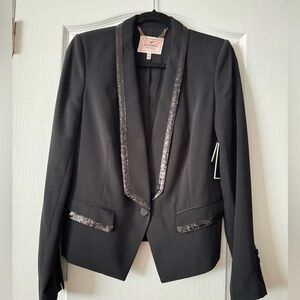 Juicy Couture Elegant Black Sequin-Trimmed Blazer